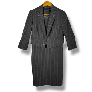 NWT. Etcetera Charcoal Pinstripe sheath dress/jacket suit. Size 6
